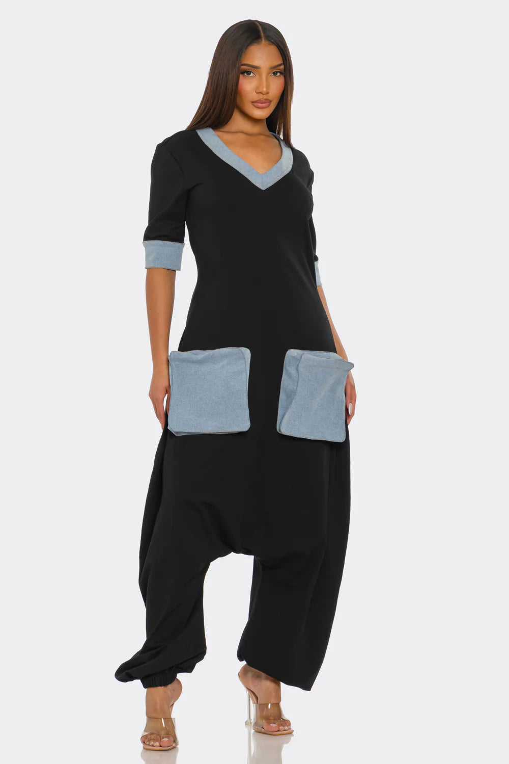 The Pocket Poise- Denim Accent Jumpsuit