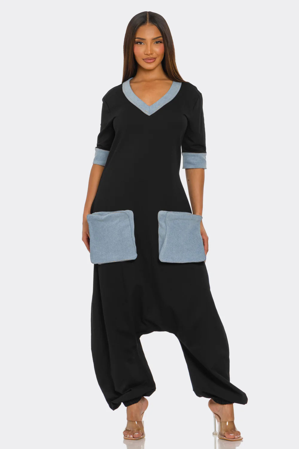 The Pocket Poise- Denim Accent Jumpsuit