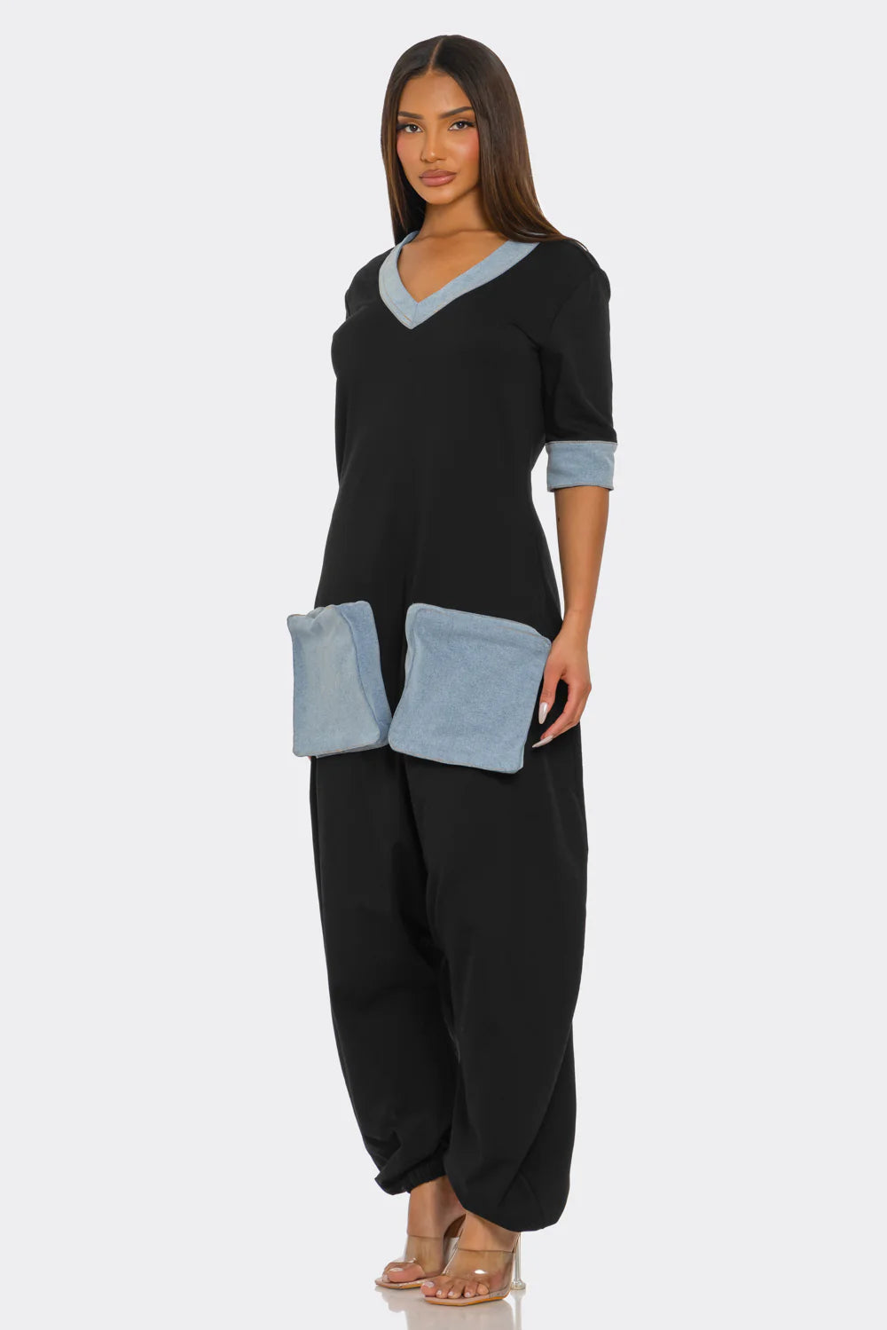 The Pocket Poise- Denim Accent Jumpsuit