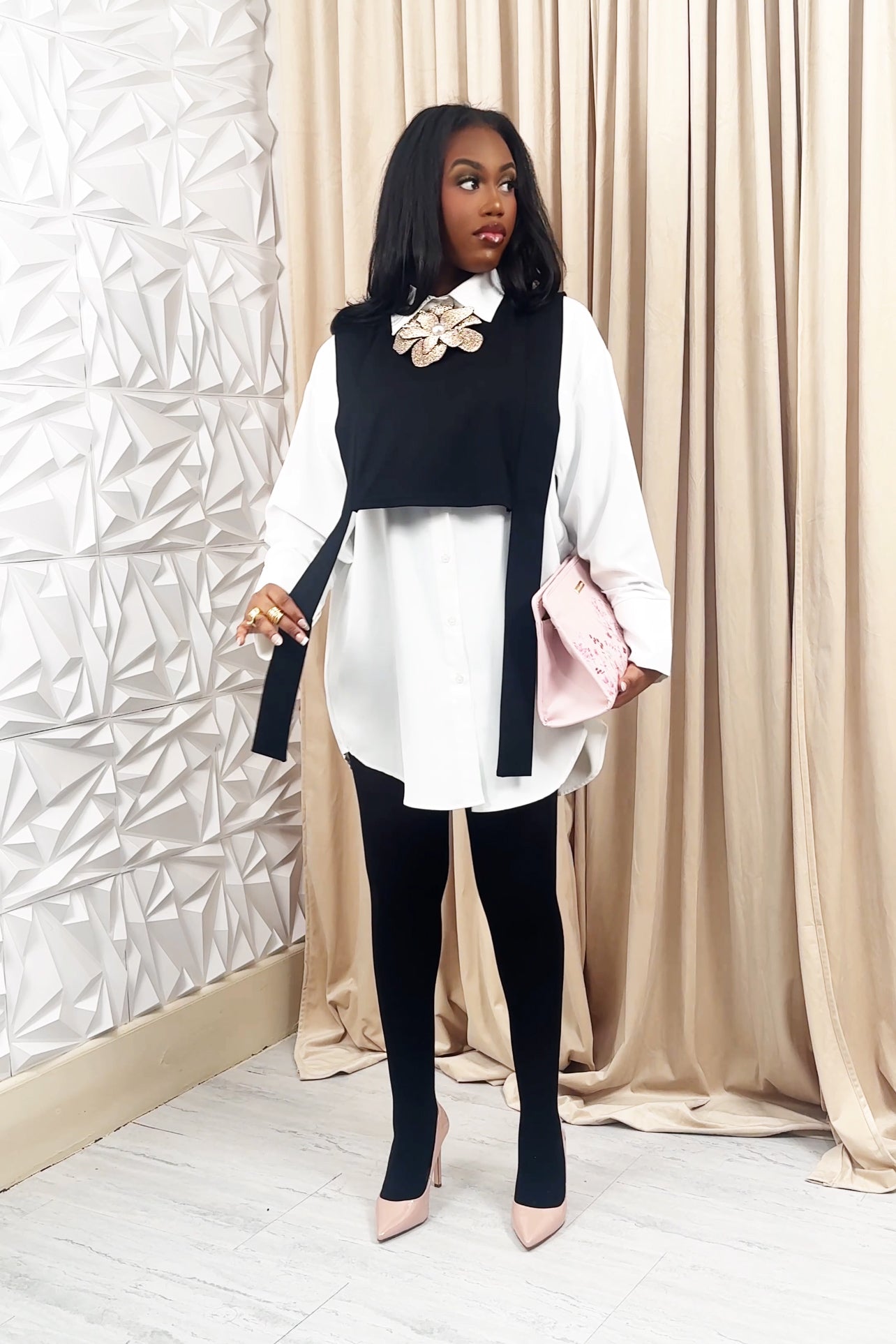Button-front tunic with overlay | The Prelude
