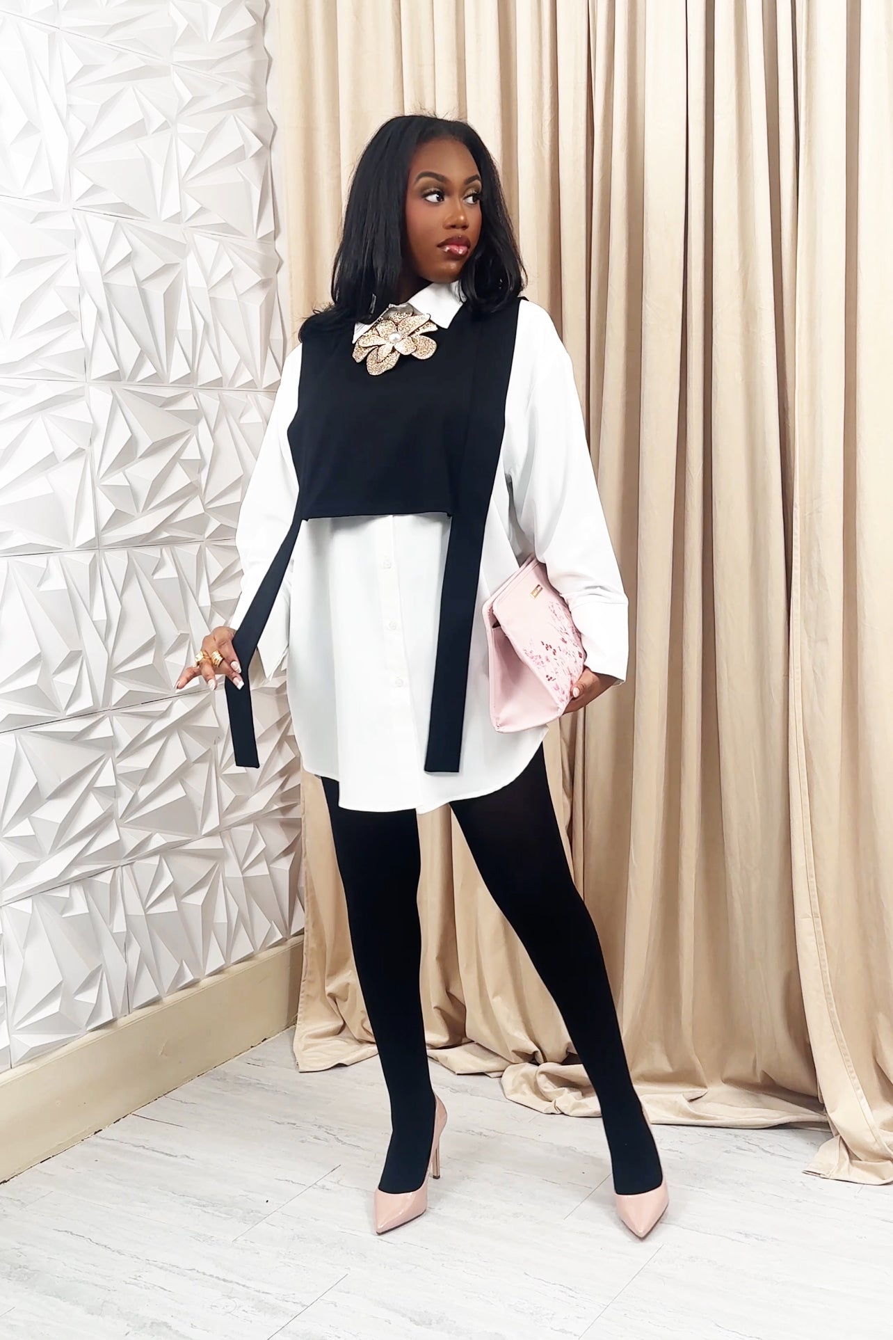 Button-front tunic with overlay | The Prelude