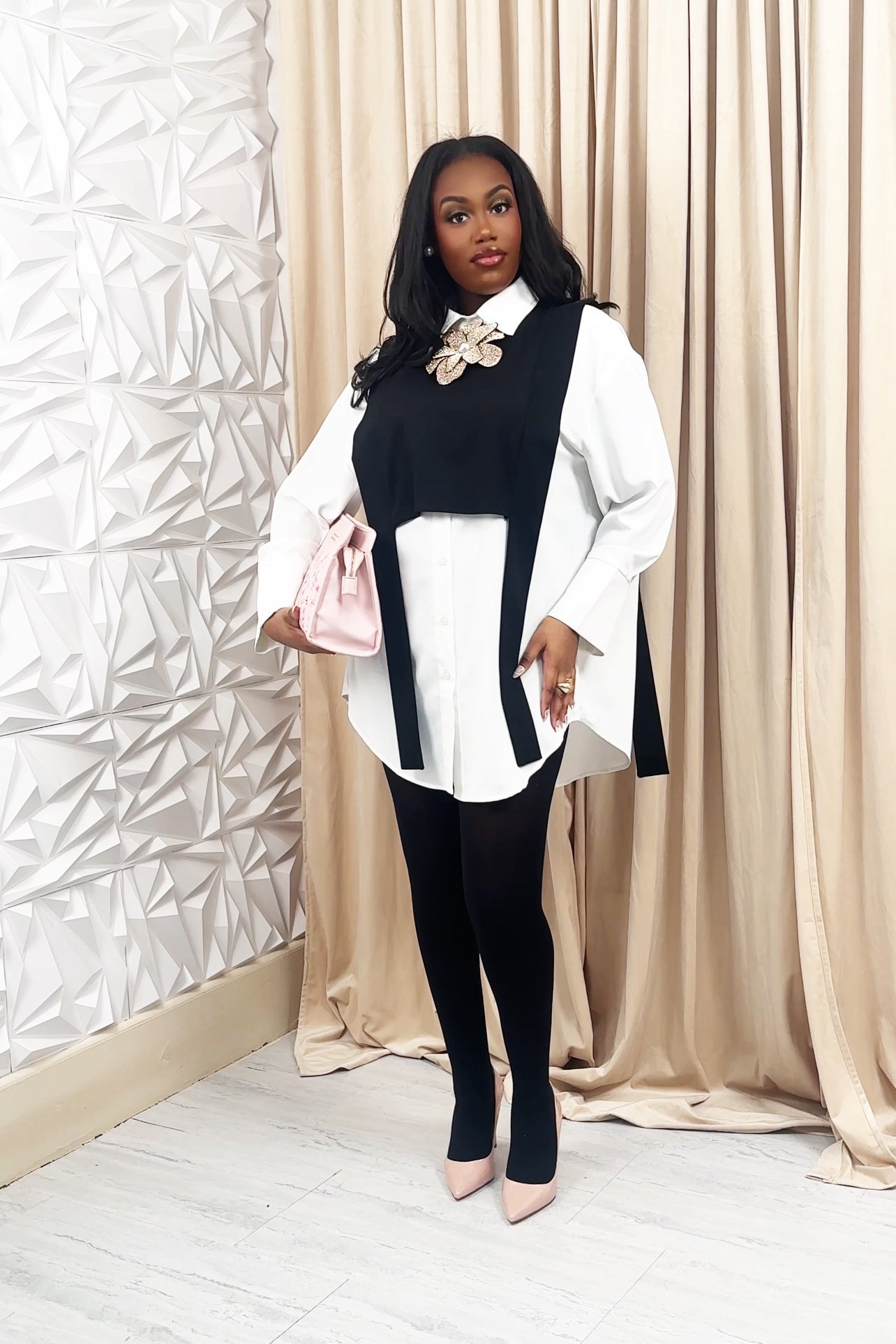 Button-front tunic with overlay | The Prelude