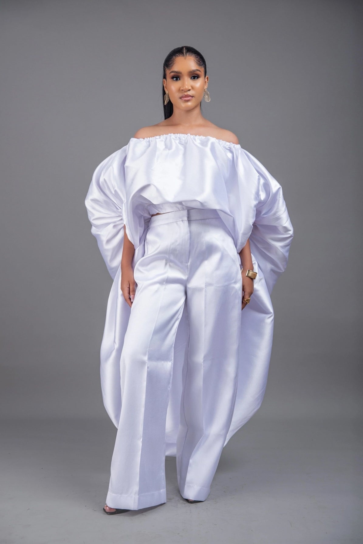 Cape High Low Top and Wide Leg Pants Set | Purity Set