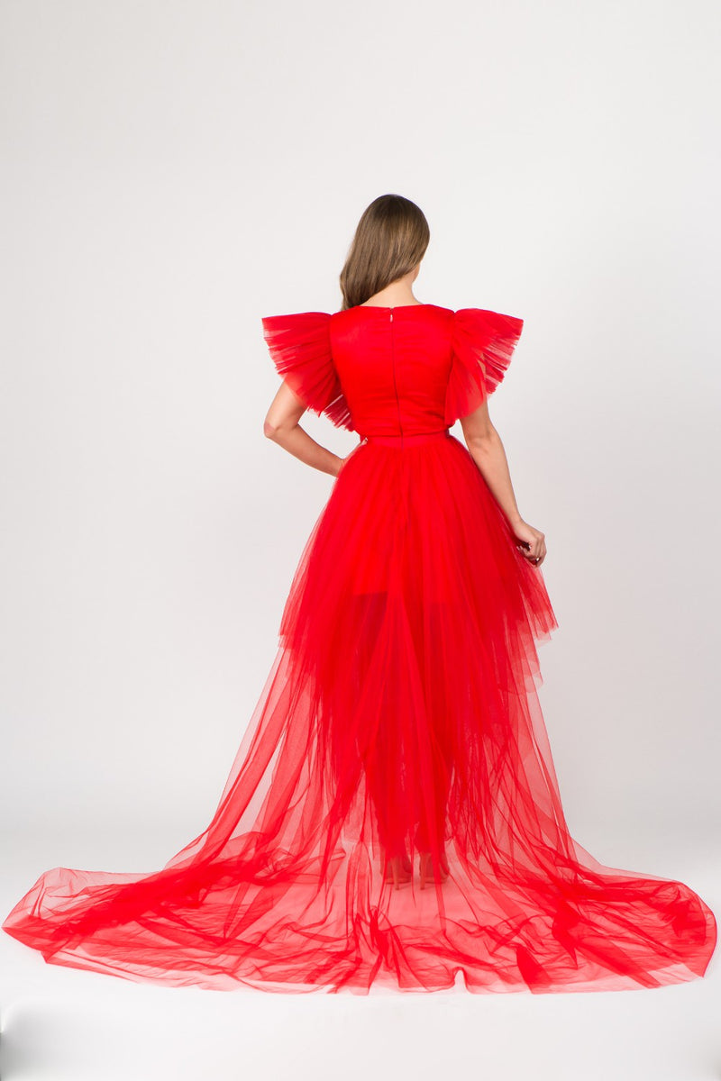 Pompous (Red High Low Tulle Dress)