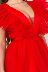 Pompous (Red High Low Tulle Dress)