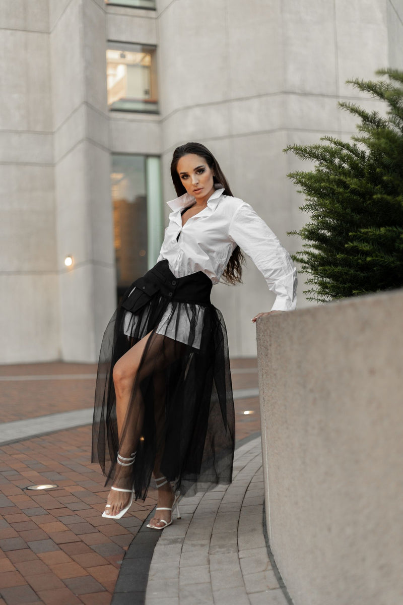 Textile (Button Down Long Sleeve Top & Lace Skirt)